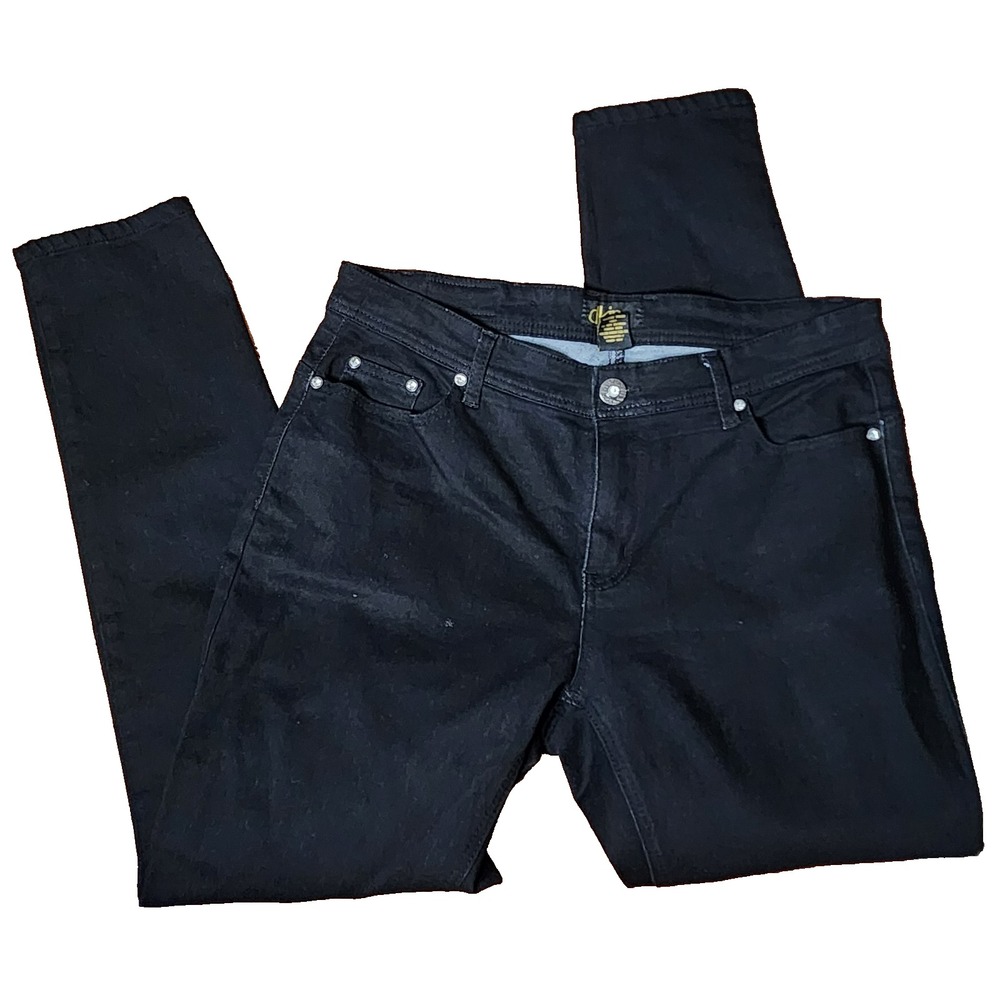 Skinny Mid Rise Jeans 16W Black Stretch Denim Goth dkin